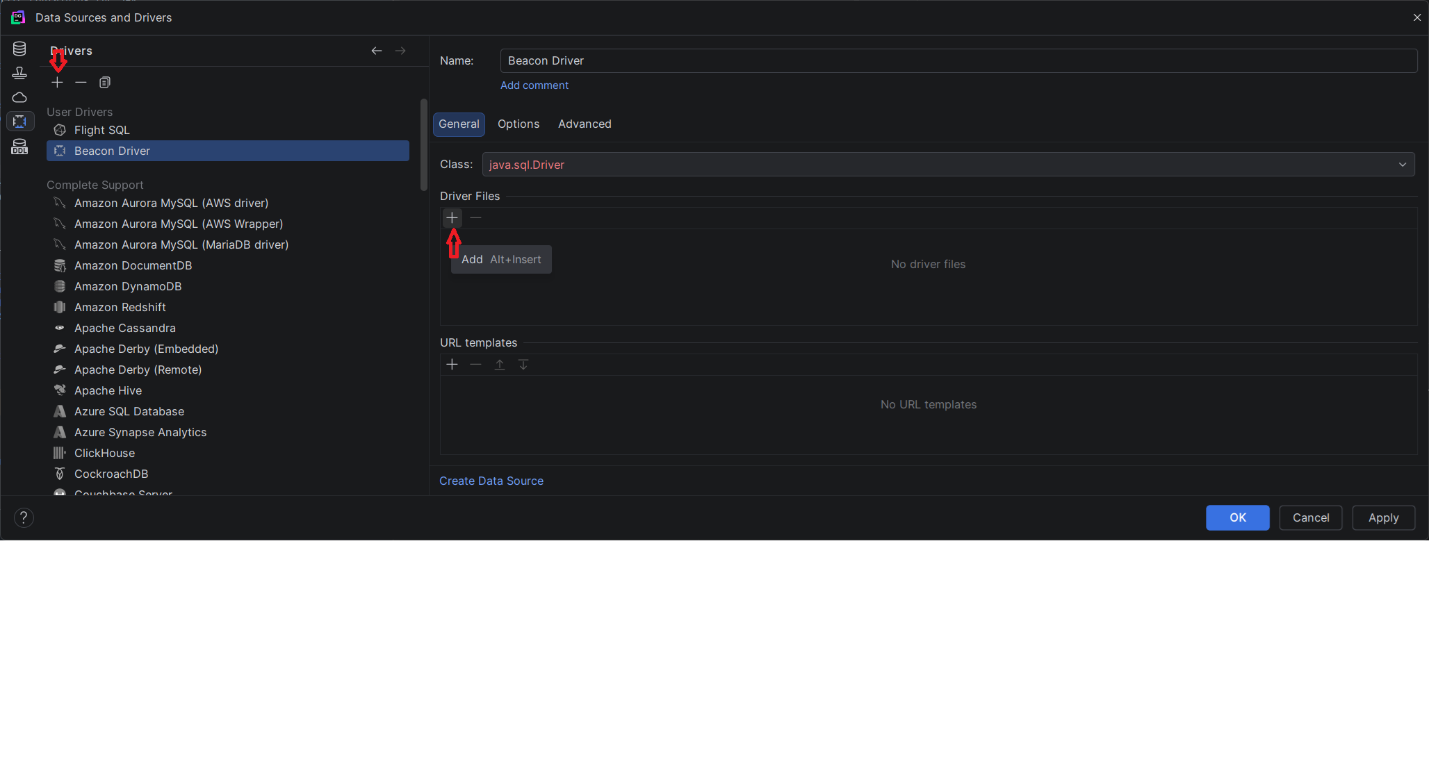 DataGrip Driver Manager